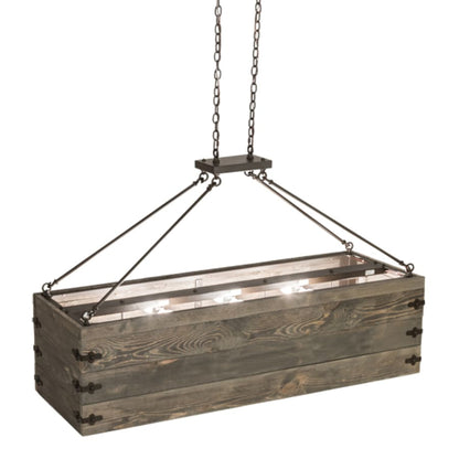 Meyda Tiffany 8 Light 61" Wide Wood Linear Pendant