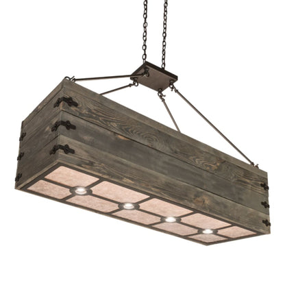 Meyda Tiffany 8 Light 61" Wide Wood Linear Pendant