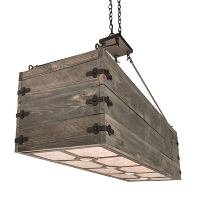 Meyda Tiffany 8 Light 61" Wide Wood Linear Pendant