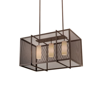 Meyda Tiffany 3 Light 32" Wide Cage Linear Pendant