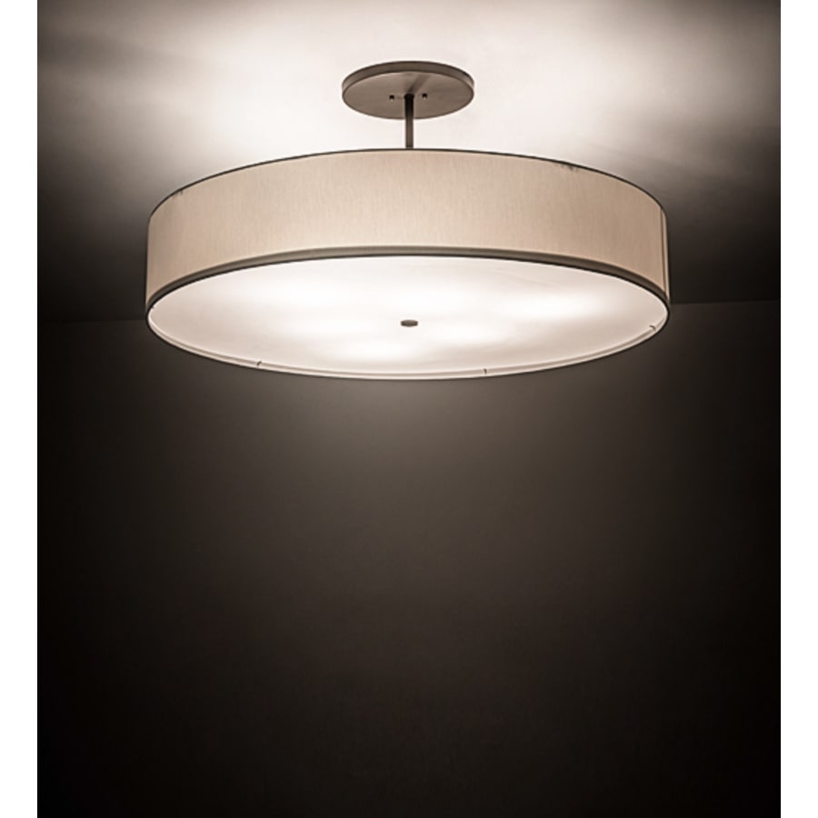 Meyda Tiffany Cilindro 6 Light 42" Wide Semi-Flush Drum Ceiling Fixture with Eggshell Shade - Bronze Finish