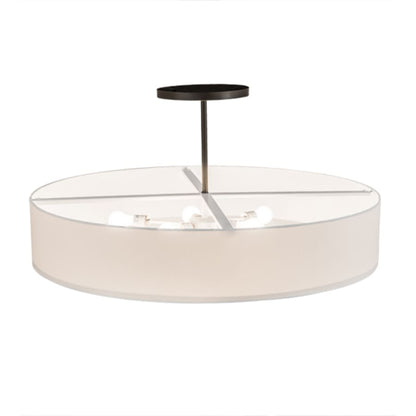 Meyda Tiffany Cilindro 6 Light 42" Wide Semi-Flush Drum Ceiling Fixture with Eggshell Shade - Bronze Finish
