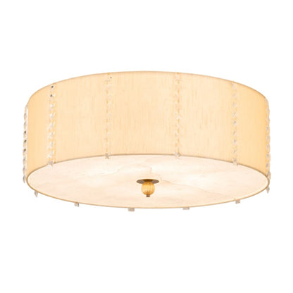 Meyda Tiffany Cilindro Lujoso 8 Light 32" Wide Semi-Flush Drum Ceiling Fixture with Natural Silk Shade - Brass Finish