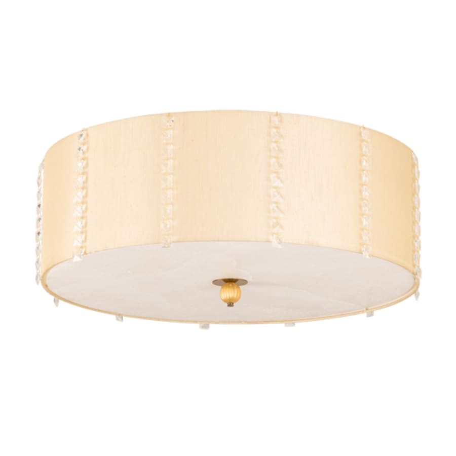 Meyda Tiffany Cilindro Lujoso 8 Light 32" Wide Semi-Flush Drum Ceiling Fixture with Natural Silk Shade - Brass Finish