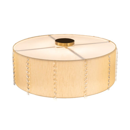 Meyda Tiffany Cilindro Lujoso 8 Light 32" Wide Semi-Flush Drum Ceiling Fixture with Natural Silk Shade - Brass Finish