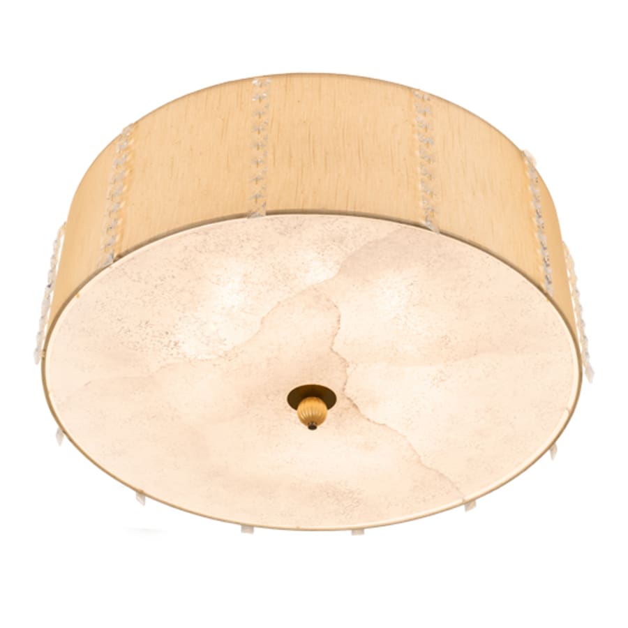 Meyda Tiffany Cilindro Lujoso 8 Light 32" Wide Semi-Flush Drum Ceiling Fixture with Natural Silk Shade - Brass Finish
