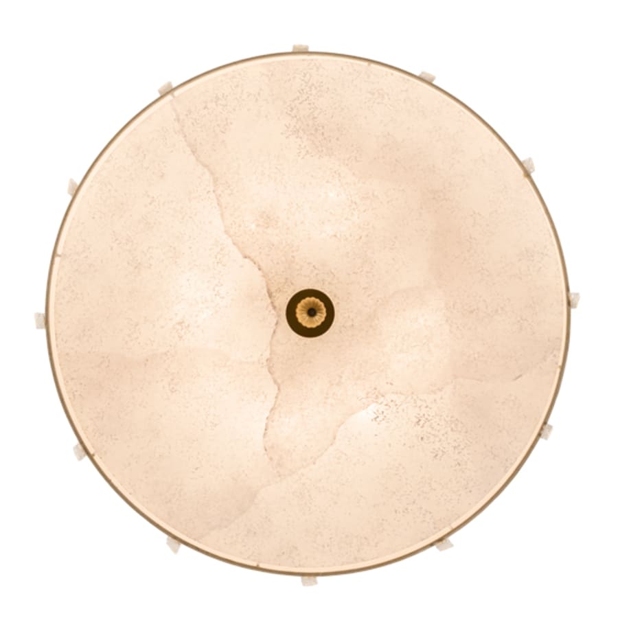 Meyda Tiffany Cilindro Lujoso 8 Light 32" Wide Semi-Flush Drum Ceiling Fixture with Natural Silk Shade - Brass Finish