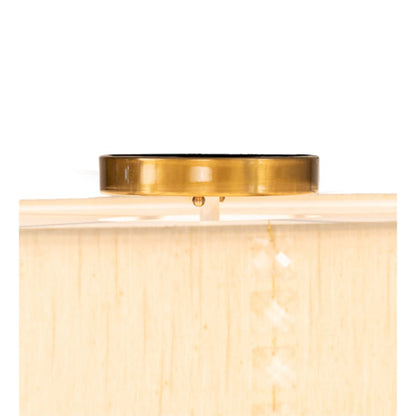 Meyda Tiffany Cilindro Lujoso 8 Light 32" Wide Semi-Flush Drum Ceiling Fixture with Natural Silk Shade - Brass Finish