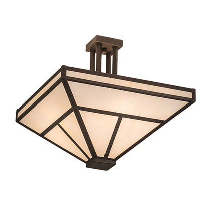 Meyda Tiffany T Mission 8 Light 34" Wide Semi-Flush Ceiling Fixture - Mahogany Bronze Finish