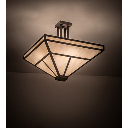 Meyda Tiffany T Mission 8 Light 34" Wide Semi-Flush Ceiling Fixture - Mahogany Bronze Finish