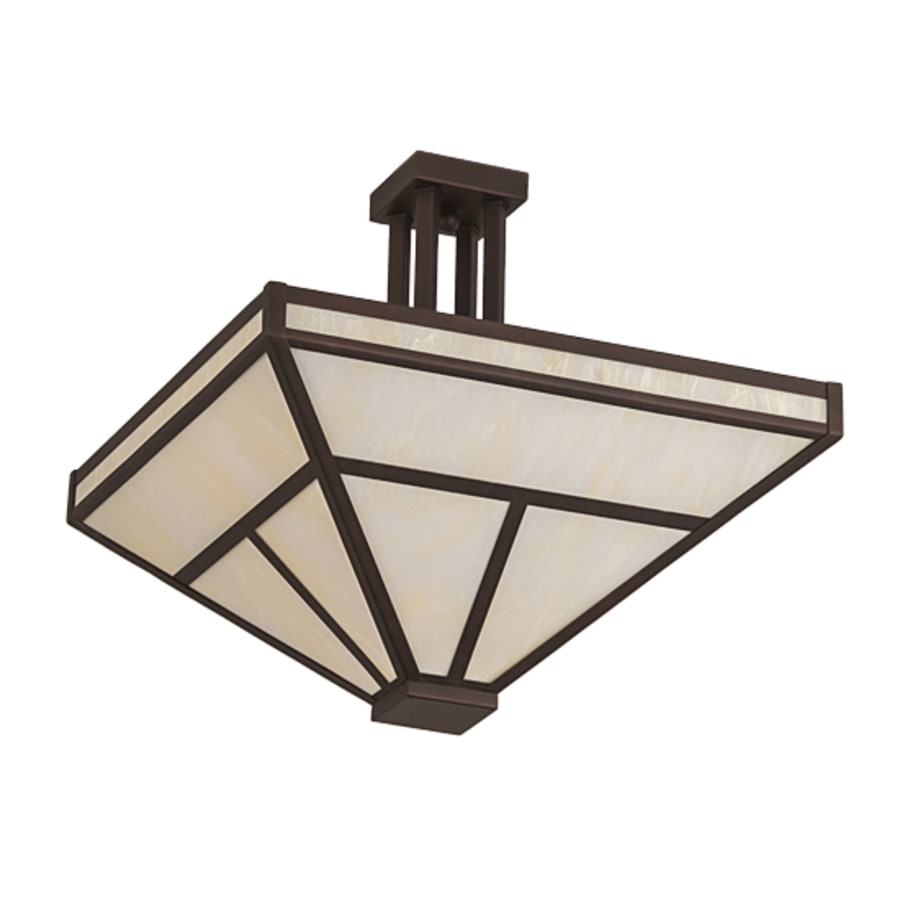 Meyda Tiffany T Mission 8 Light 34" Wide Semi-Flush Ceiling Fixture - Mahogany Bronze Finish