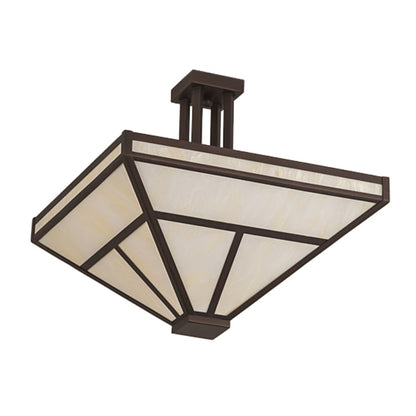 Meyda Tiffany T Mission 8 Light 34" Wide Semi-Flush Ceiling Fixture - Mahogany Bronze Finish