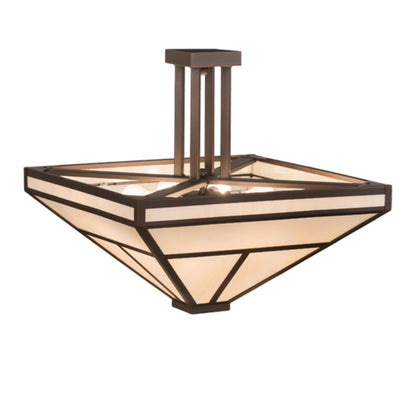 Meyda Tiffany T Mission 8 Light 34" Wide Semi-Flush Ceiling Fixture - Mahogany Bronze Finish