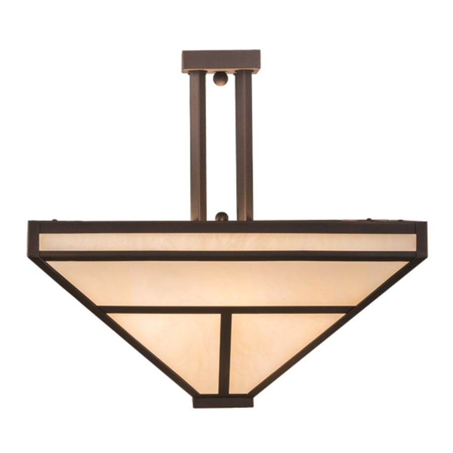 Meyda Tiffany T Mission 8 Light 34" Wide Semi-Flush Ceiling Fixture - Mahogany Bronze Finish