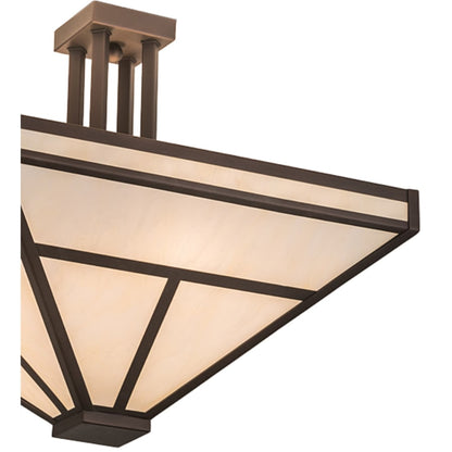 Meyda Tiffany T Mission 8 Light 34" Wide Semi-Flush Ceiling Fixture - Mahogany Bronze Finish