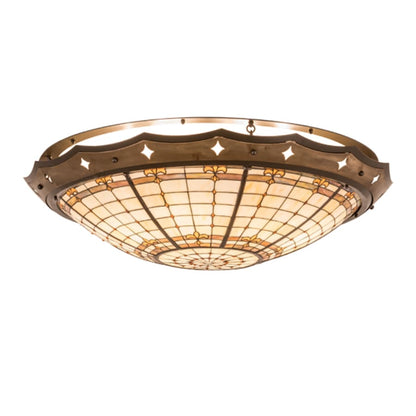 Meyda Tiffany Fleur-de-Lite 8 Light 42" Wide Semi-Flush Bowl Ceiling Fixture
