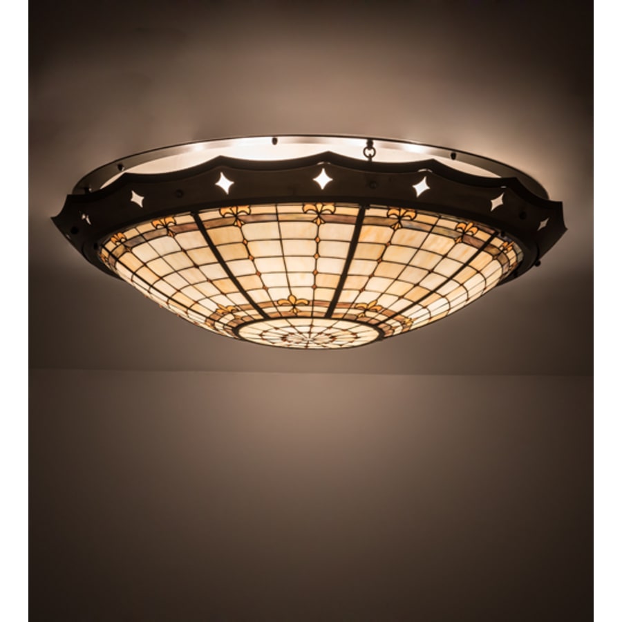 Meyda Tiffany Fleur-de-Lite 8 Light 42" Wide Semi-Flush Bowl Ceiling Fixture