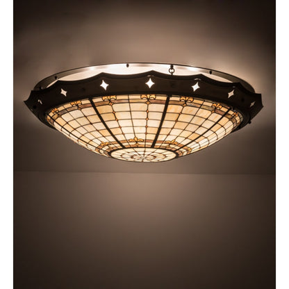 Meyda Tiffany Fleur-de-Lite 8 Light 42" Wide Semi-Flush Bowl Ceiling Fixture