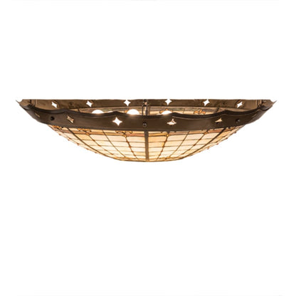 Meyda Tiffany Fleur-de-Lite 8 Light 42" Wide Semi-Flush Bowl Ceiling Fixture