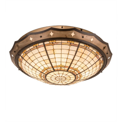 Meyda Tiffany Fleur-de-Lite 8 Light 42" Wide Semi-Flush Bowl Ceiling Fixture