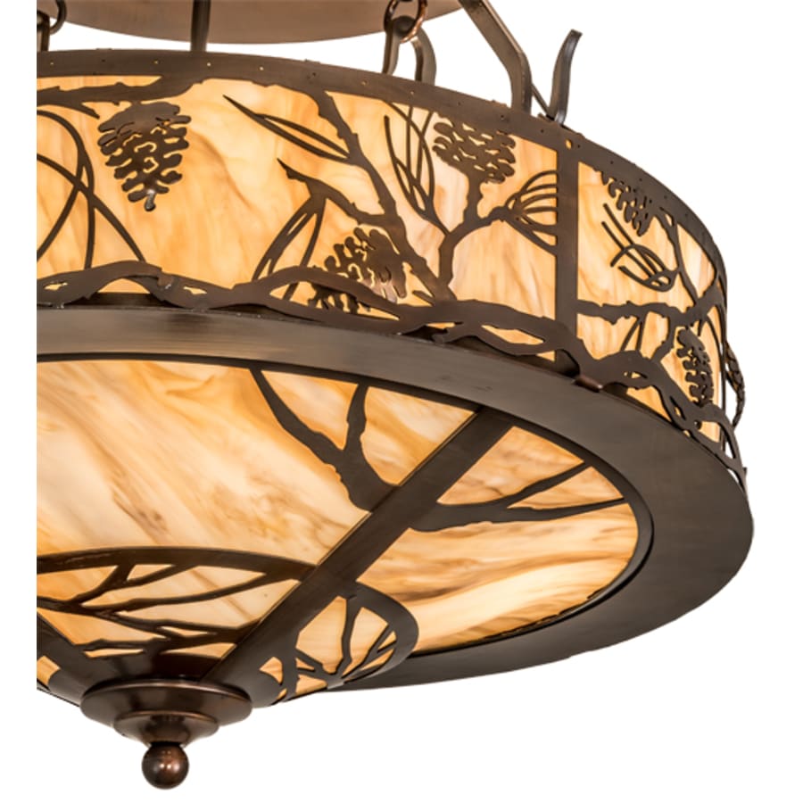 Meyda Tiffany Whispering Pines 4 Light 24" Wide Semi-Flush Ceiling Fixture - Old Copper Pot Finish