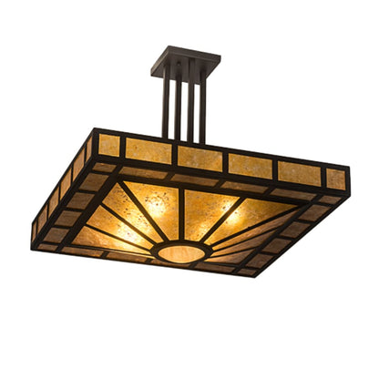 Meyda Tiffany Mission Prime 4 Light 31" Wide Semi-Flush Square Ceiling Fixture