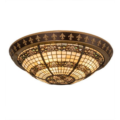 Meyda Tiffany Shell and Ribbon 4 Light 28" Wide Semi-Flush Bowl Ceiling Fixture