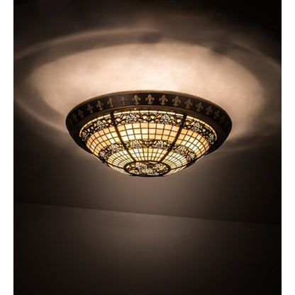 Meyda Tiffany Shell and Ribbon 4 Light 28" Wide Semi-Flush Bowl Ceiling Fixture