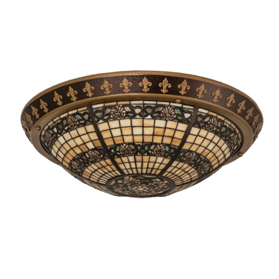 Meyda Tiffany Shell and Ribbon 4 Light 28" Wide Semi-Flush Bowl Ceiling Fixture