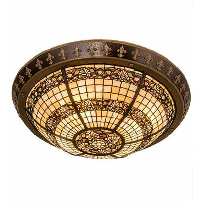Meyda Tiffany Shell and Ribbon 4 Light 28" Wide Semi-Flush Bowl Ceiling Fixture