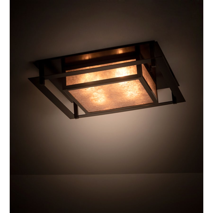 Meyda Tiffany Quezon 4 Light 34" Wide Flush Mount Square Ceiling Fixture - Timeless Bronze Finish