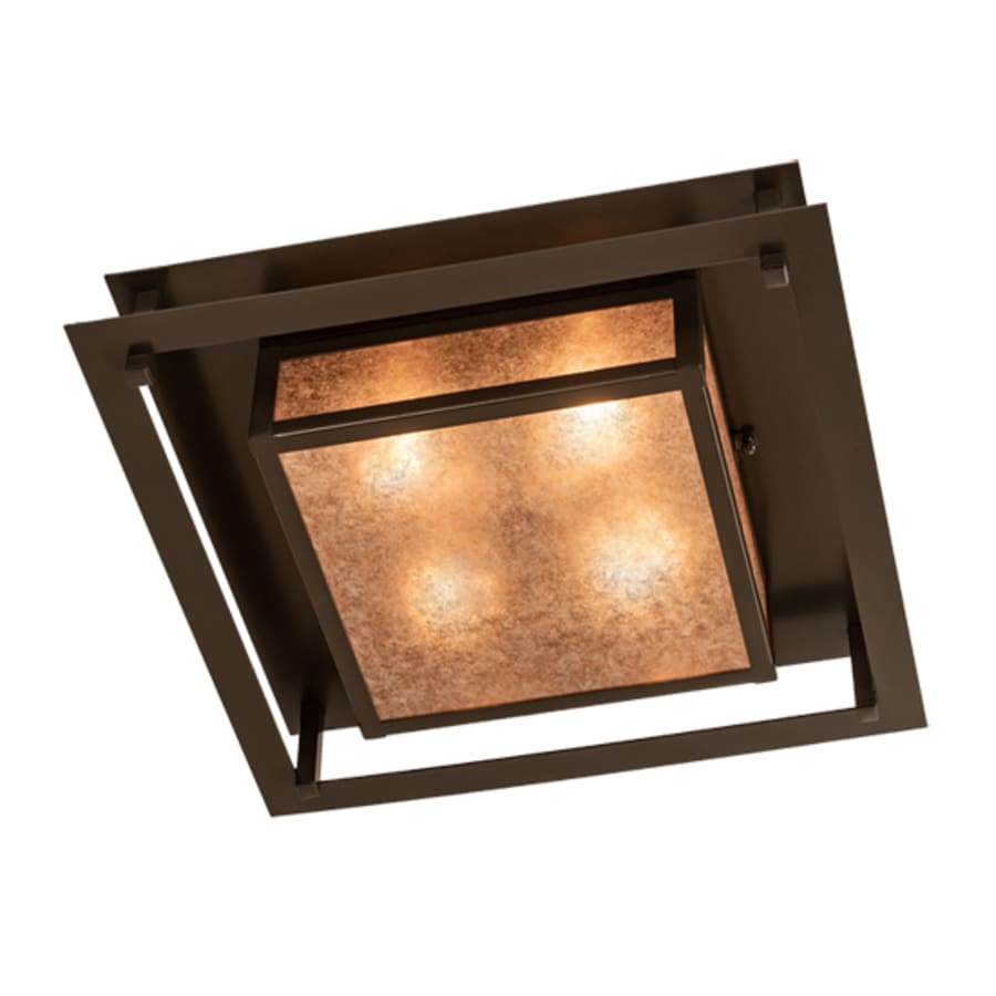 Meyda Tiffany Quezon 4 Light 34" Wide Flush Mount Square Ceiling Fixture - Timeless Bronze Finish
