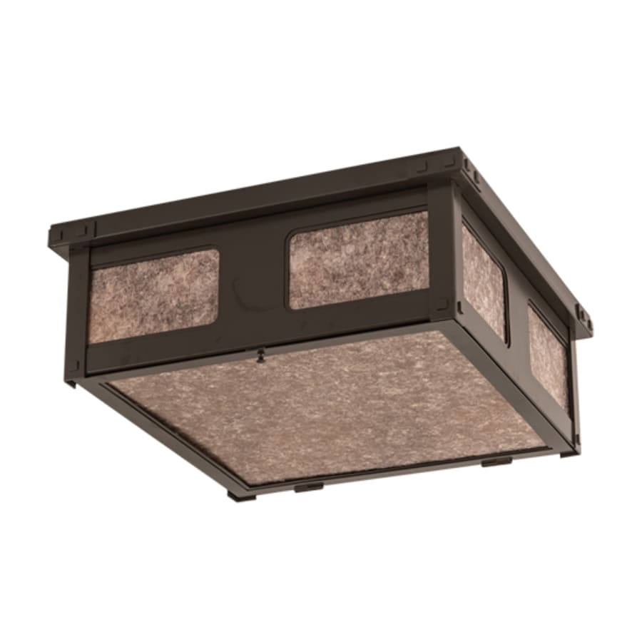 Meyda Tiffany Quezon 4 Light 34" Wide Flush Mount Square Ceiling Fixture with Silver Mica Shade - Timeless Bronze Finish