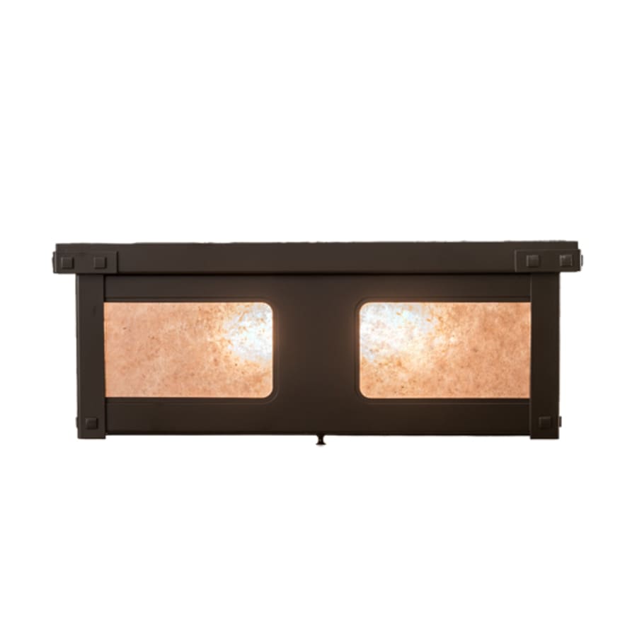Meyda Tiffany Quezon 4 Light 34" Wide Flush Mount Square Ceiling Fixture with Silver Mica Shade - Timeless Bronze Finish
