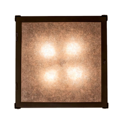 Meyda Tiffany Quezon 4 Light 34" Wide Flush Mount Square Ceiling Fixture with Silver Mica Shade - Timeless Bronze Finish