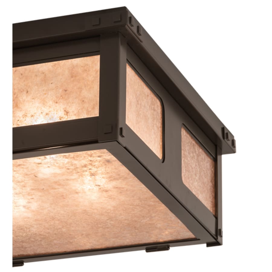 Meyda Tiffany Quezon 4 Light 34" Wide Flush Mount Square Ceiling Fixture with Silver Mica Shade - Timeless Bronze Finish