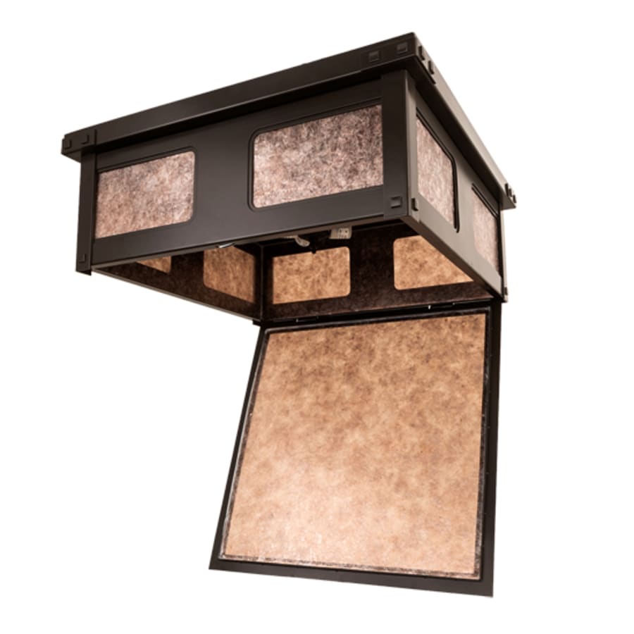 Meyda Tiffany Quezon 4 Light 34" Wide Flush Mount Square Ceiling Fixture with Silver Mica Shade - Timeless Bronze Finish