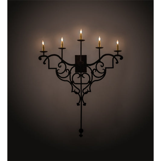 Meyda Tiffany Fleur De Lys 5 Light 45" Tall Hand Crafted Wall Sconce