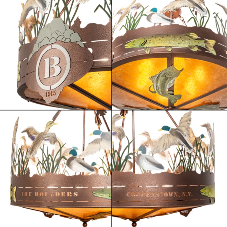 Meyda Tiffany Boulders 6 Light 30" Wide Semi-Flush Drum Ceiling Fixture
