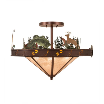 Meyda Tiffany Boulders 6 Light 32" Wide Semi-Flush Ceiling Fixture