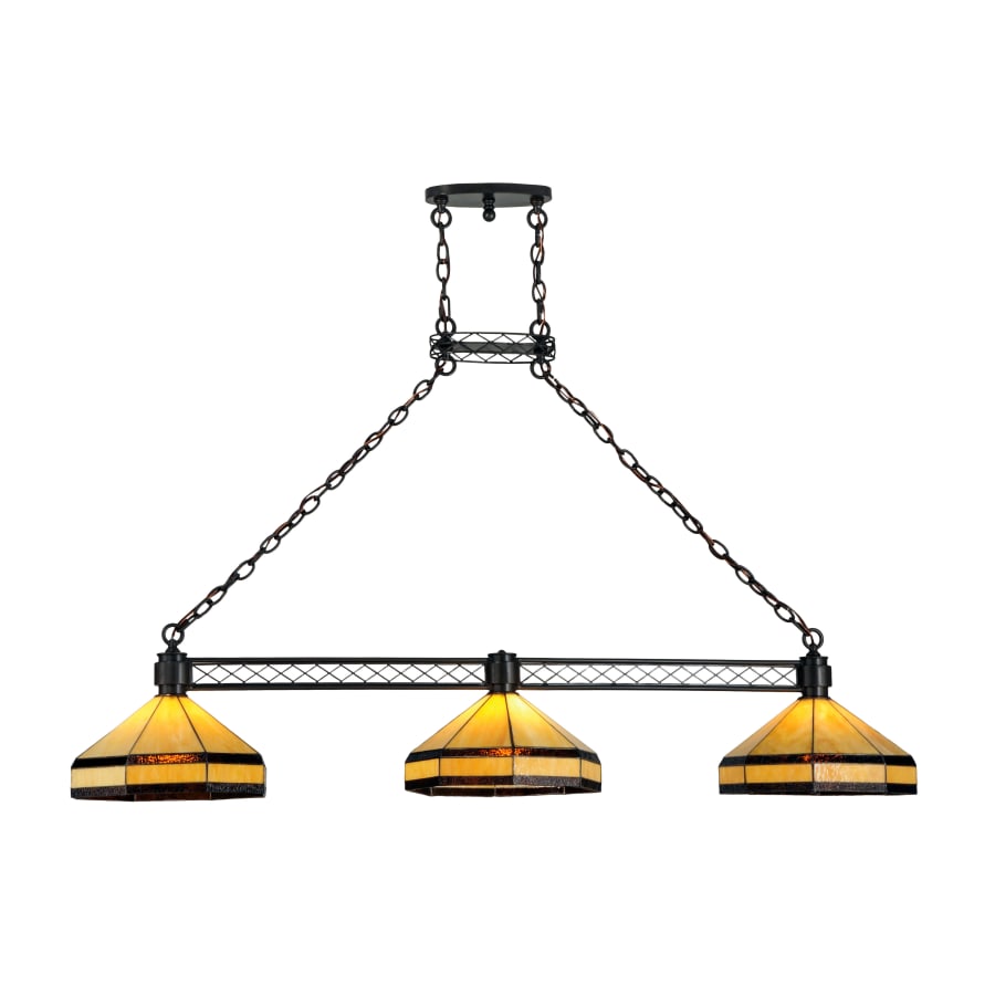 Meyda Tiffany Top Ridge 3 Light 62" Wide Linear Chandelier with Tiffany Glass Shade