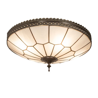 Meyda Tiffany Vincent Honeycomb 4 Light 21" Wide Semi-Flush Bowl Ceiling Fixture with Clear, Frosted Glass Shade - Mahogany Bronze Finish