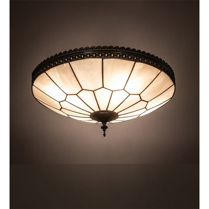 Meyda Tiffany Vincent Honeycomb 4 Light 21" Wide Semi-Flush Bowl Ceiling Fixture with Clear, Frosted Glass Shade - Mahogany Bronze Finish