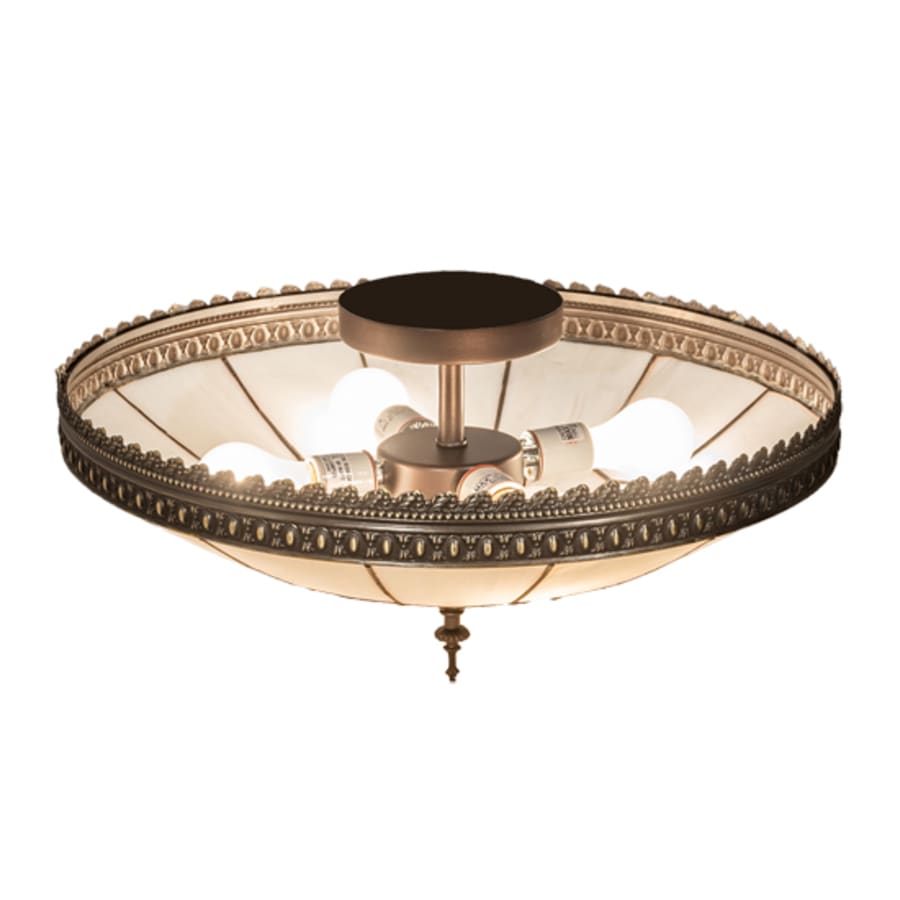 Meyda Tiffany Vincent Honeycomb 4 Light 21" Wide Semi-Flush Bowl Ceiling Fixture with Clear, Frosted Glass Shade - Mahogany Bronze Finish