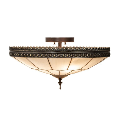 Meyda Tiffany Vincent Honeycomb 4 Light 21" Wide Semi-Flush Bowl Ceiling Fixture with Clear, Frosted Glass Shade - Mahogany Bronze Finish