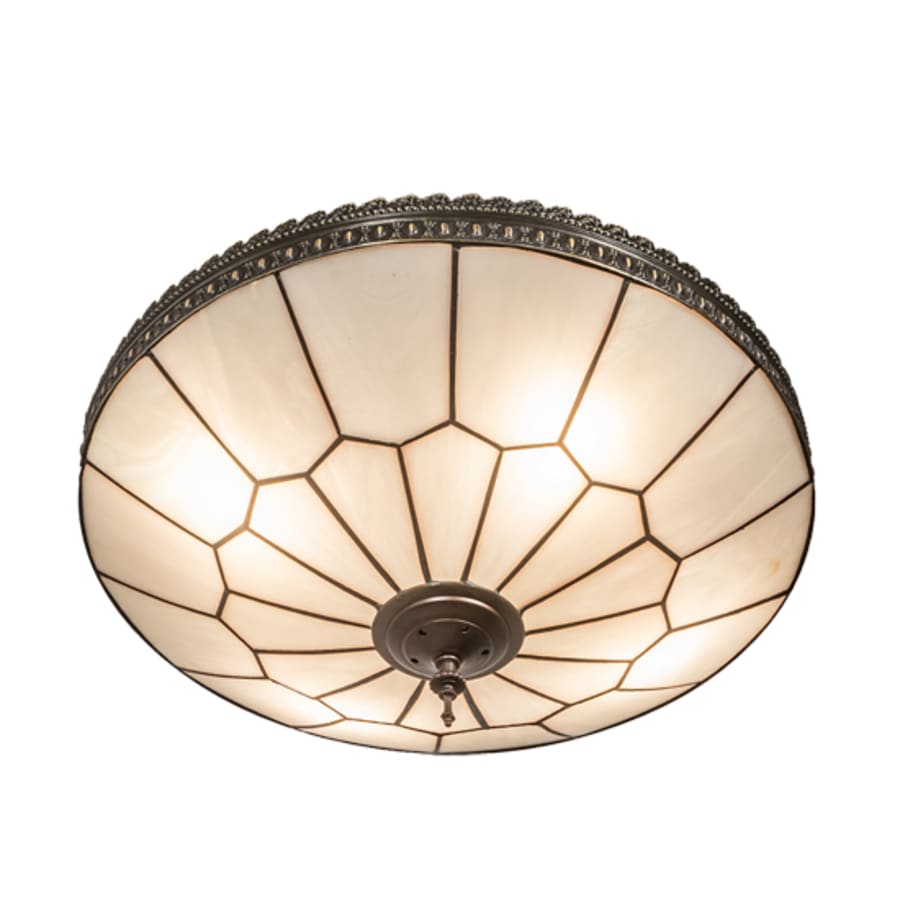 Meyda Tiffany Vincent Honeycomb 4 Light 21" Wide Semi-Flush Bowl Ceiling Fixture with Clear, Frosted Glass Shade - Mahogany Bronze Finish