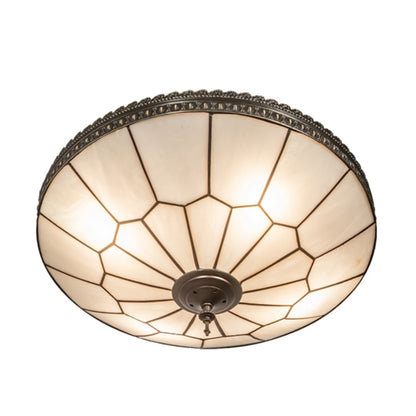 Meyda Tiffany Vincent Honeycomb 4 Light 21" Wide Semi-Flush Bowl Ceiling Fixture with Clear, Frosted Glass Shade - Mahogany Bronze Finish