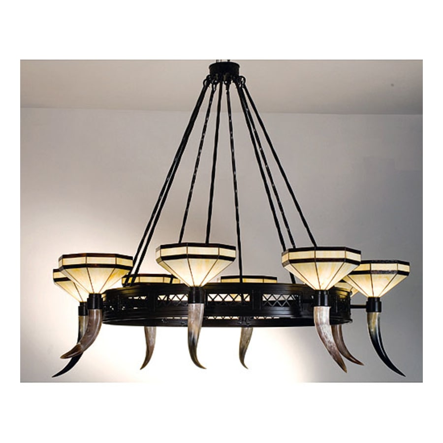 Meyda Tiffany Top Ridge 8 Light 72" Wide Chandelier with Cream Glass Shade