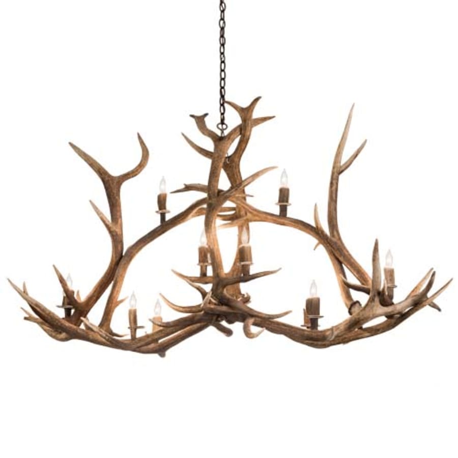 Meyda Tiffany Long Antlers Elk 10 Light 70" Wide Antler Candle Style Chandelier