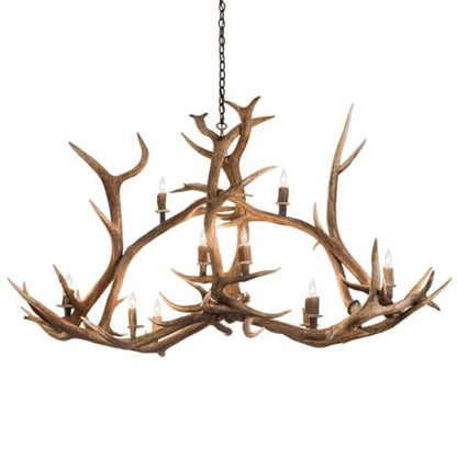 Meyda Tiffany Long Antlers Elk 10 Light 70" Wide Antler Candle Style Chandelier